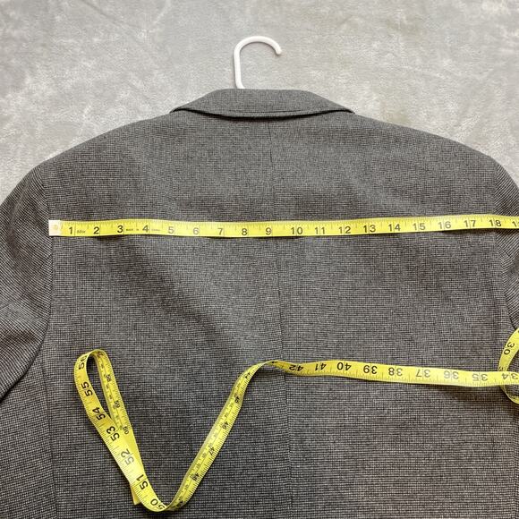 Banana Republic Suit Jacket Blazer Mens 44R Gray Micro Check Tailored Fit Cotton - Picture 11 of 16